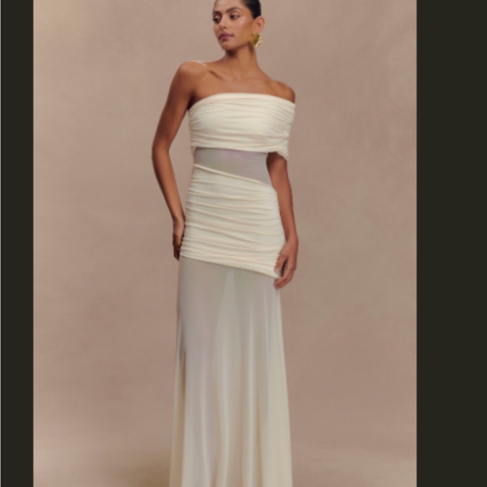 Meshki Cream Strapless Dress